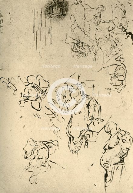'Satyr Herms and Oriental Heads', mid 18th century, (1928). Artist: Giovanni Battista Tiepolo.