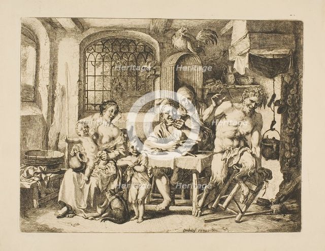 Satyr in a Peasant's House, in the Style of Jordaens, 1739. Creator: Christian Wilhelm Ernst Dietrich.