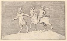 Satyr Leading Goat on which a Infant Rides, published ca. 1599-1622. Creator: Unknown