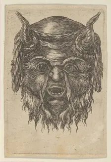 Satyr Mask with a Laurel Wreath Draped Over the Horns, from Divers Masques, ca. 1635-45. Creator: Francois Chauveau