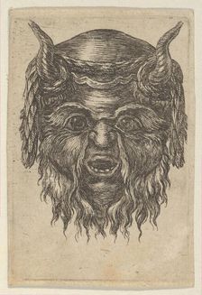 Satyr Mask with a Laurel Wreath Draped Over the Horns, from Divers Masques, ca. 1635-45. Creator: Francois Chauveau