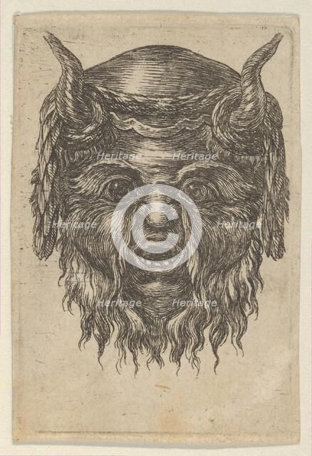 Satyr Mask with a Laurel Wreath Draped Over the Horns, from Divers Masques, ca. 1635-45. Creator: Francois Chauveau.