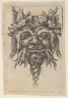 Satyr Mask with a Spiral-Shaped Beard and Ivy Grouped Around Each Horn, from Divers..., ca. 1635-45. Creator: Francois Chauveau