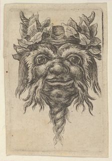 Satyr Mask with a Spiral-Shaped Beard and Ivy Grouped Around Each Horn, from Divers..., ca. 1635-45. Creator: Francois Chauveau