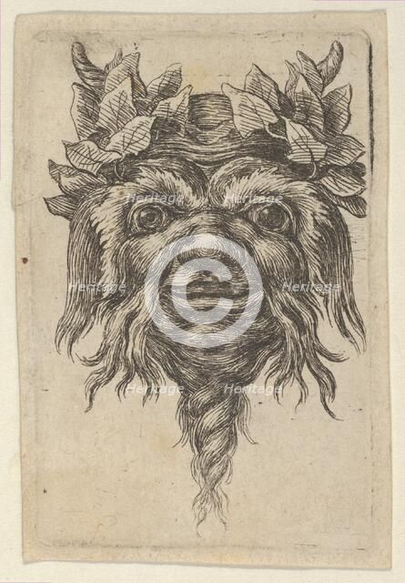 Satyr Mask with a Spiral-Shaped Beard and Ivy Grouped Around Each Horn, from Divers..., ca. 1635-45. Creator: Francois Chauveau.