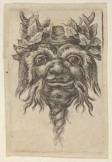 Satyr Mask with a Spiral-Shaped Beard and Ivy Grouped Around Each Horn, from Divers..., ca. 1635-45. Creator: Francois Chauveau