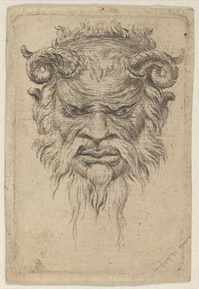 Satyr Mask with Curled Horns Looking Down, from Divers Masques, ca. 1635-45. Creator: Francois Chauveau