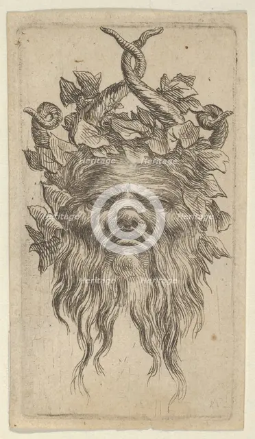 Satyr Mask with Hooked Horns and an Ivy Wreath, from Divers Masques, ca. 1635-45. Creator: Francois Chauveau.