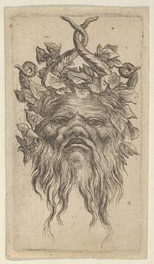 Satyr Mask with Hooked Horns and an Ivy Wreath, from Divers Masques, ca. 1635-45. Creator: Francois Chauveau