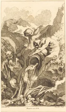 Satyr, Nymph and River God, in or after 1736. Creator: Pierre Alexandre Aveline