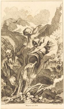 Satyr, Nymph and River God, in or after 1736. Creator: Pierre Alexandre Aveline