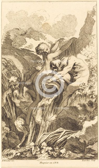 Satyr, Nymph and River God, in or after 1736. Creator: Pierre Alexandre Aveline.
