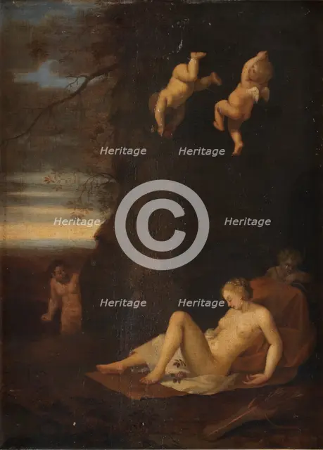 Satyr Spying on Sleeping Nymph, Antiope, 1645-1680. Creator: Toussaint Gelton.