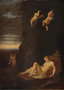 Satyr Spying on Sleeping Nymph, Antiope, 1645-1680. Creator: Toussaint Gelton