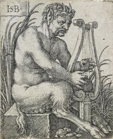 Satyr playing lyre, 1531-1550. Creator: Sebald Beham