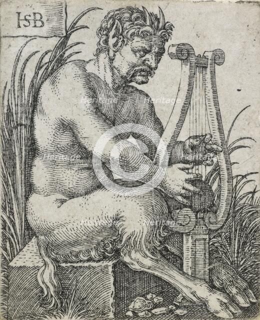 Satyr playing lyre, 1531-1550. Creator: Sebald Beham.