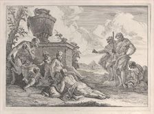 Satyr with Club and Seven Figures, from "Bacchanals and Histories", 1744. Creator: Francesco Fontebasso