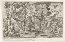 Satyrs in a Landscape (after Titian), ca. 1550-60. Creator: Anon