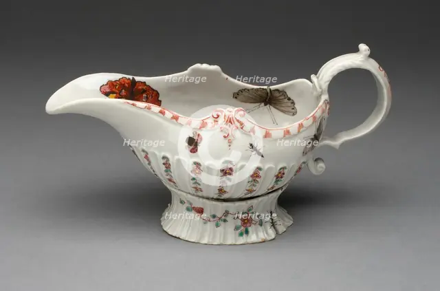 Sauceboat, Lambeth, c. 1755. Creator: Vauxhall Porcelain Factory.