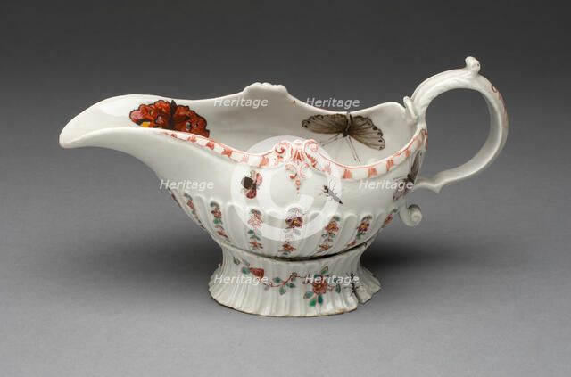 Sauceboat, Lambeth, c. 1755. Creator: Vauxhall Porcelain Factory.