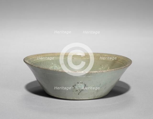 Saucer with Inlaid Chrysanthemum Design, 1200s. Creator: Unknown.