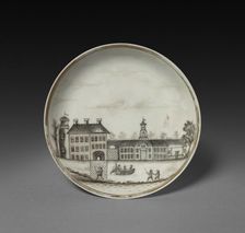 Saucer with View of Town (Cleves?), c. 1770-1785. Creator: Unknown