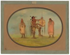 Saukie Warrior, His Wife, and a Boy, 1861/1869. Creator: George Catlin