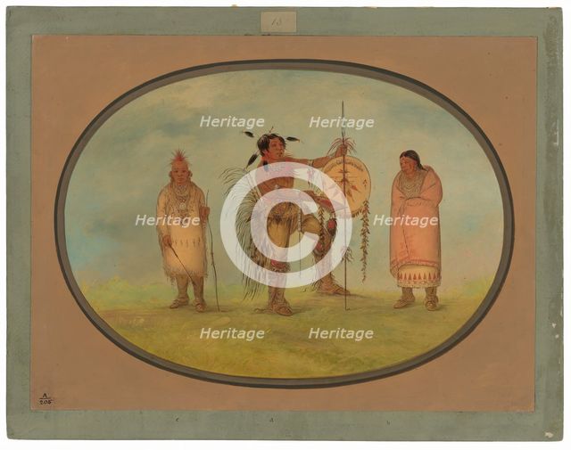 Saukie Warrior, His Wife, and a Boy, 1861/1869. Creator: George Catlin.