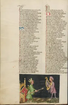 Saul Trying to Kill David; Weltchronik, about 1400-1410. Creator: Unknown