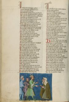 Saul and the Witch of Endor; Weltchronik, about 1400-1410. Creator: Unknown