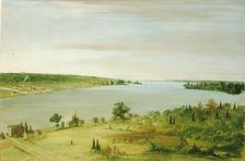 Sault Ste. Marie, Showing the United States Garrison in the Distance, 1836-1837. Creator: George Catlin