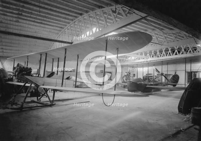 Saunder's Aeroplanes in hangar, East Cowes, 1914. Creator: Kirk & Sons of Cowes.