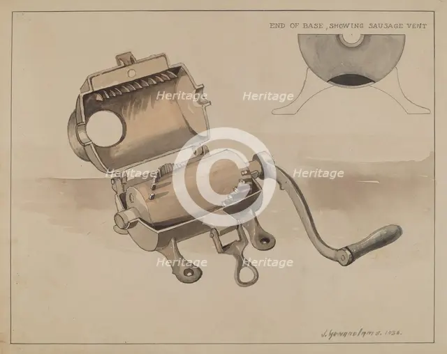 Sausage Grinder, 1936. Creator: J. Howard Iams.