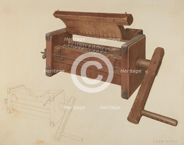 Sausage Grinder, c. 1938. Creator:  John Koehl.