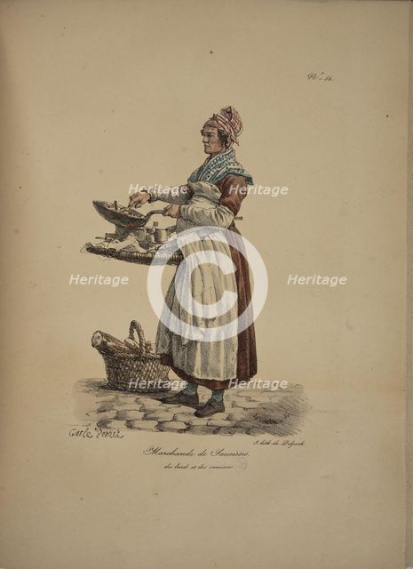 Sausage seller. From the Series "Cris de Paris" (The Cries of Paris), 1815. Creator: Vernet, Carle (1758-1836).