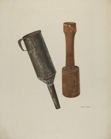 Sausage Stuffer and Funnel, 1940. Creator: Albert Rudin