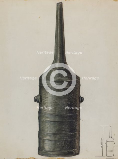 Sausage Stuffer, c. 1936. Creator: Raymond Manupelli.