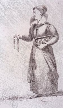 Sausages c1660, from Cries of London, (c1819?). Artist: John Thomas Smith