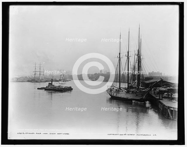 Savannah River from steamboat wharf, c1900. Creator: Unknown.