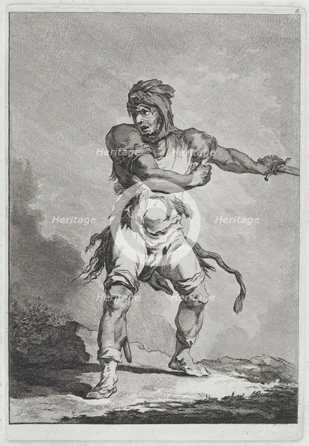 Savage Soldier Holding a Sword, 1764. Creator: Matthias Pfenninger.