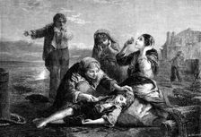 "Saved", by F. W. Topham, in the exhibition of the Society of Painters in Water Colours, 1864. Creator: W Thomas