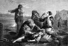 "Saved", by F. W. Topham, in the exhibition of the Society of Painters in Water Colours, 1864. Creator: W Thomas