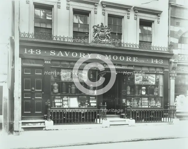 Savory & Moore's Pharmacy, 143 New Bond Street, London, 1912. Artist: Unknown.