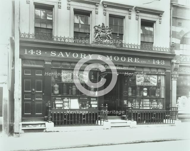 Savory & Moore's Pharmacy, 143 New Bond Street, London, 1912. Artist: Unknown.