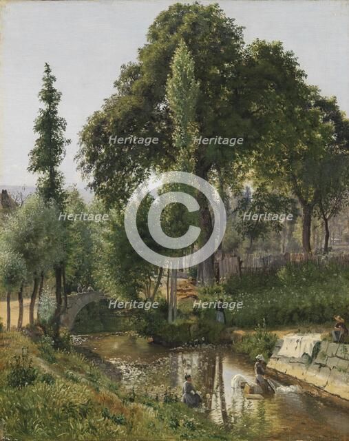 Savoy Landscape. Women Washing Clothes in the River, 1850. Creator: Vilhelm Kyhn.