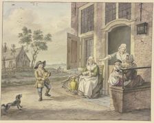 Savoyard boy in front of a house Dancing, 1772. Creator: Maria Margaretha la Fargue