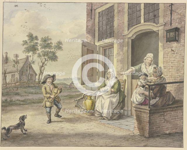 Savoyard boy in front of a house Dancing, 1772. Creator: Maria Margaretha la Fargue.