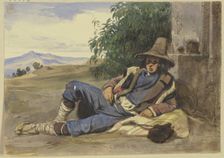 Savoyards lying on the ground, 1840. Creator: Carl Friedrich Heinrich Werner