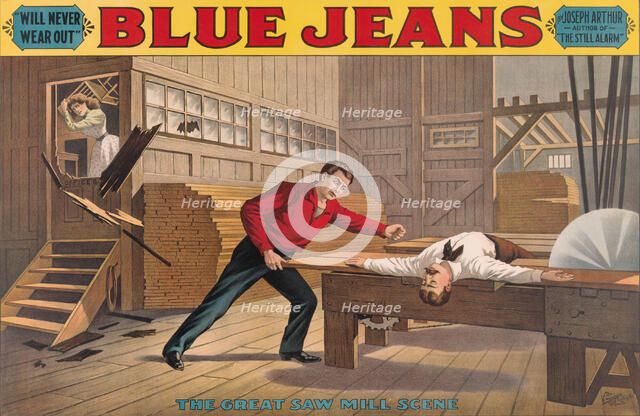 Saw Mill Scene, from Blue Jeans, ca. 1890., ca. 1890. Creator: Anon.