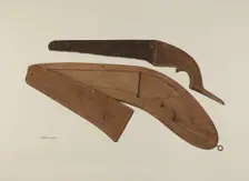 Saw and Case, c. 1940. Creator: Albert Rudin